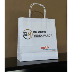 FİRMANIZA ÖZEL UV BASKILI BEYAZ KRAFT ÇANTA
