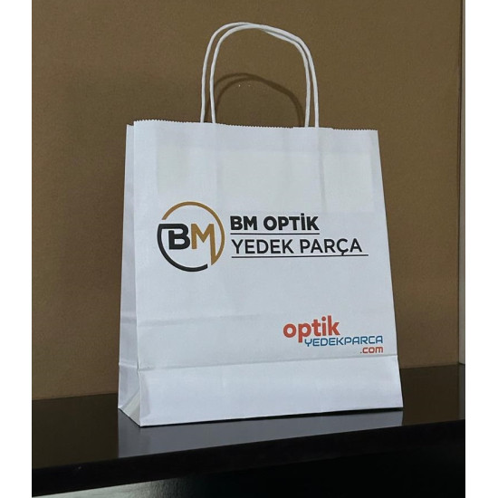 FİRMANIZA ÖZEL UV BASKILI BEYAZ KRAFT ÇANTA
