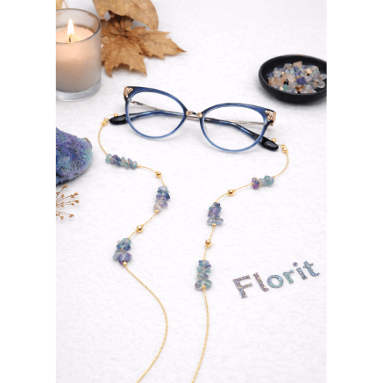 DOĞAL TAŞ GÖZLÜK ZİNCİRİ - SEDEF - FLORİT