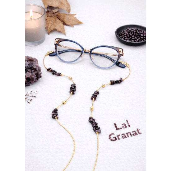 DOĞAL TAŞ GÖZLÜK ZİNCİRİ - LAL GRANAT
