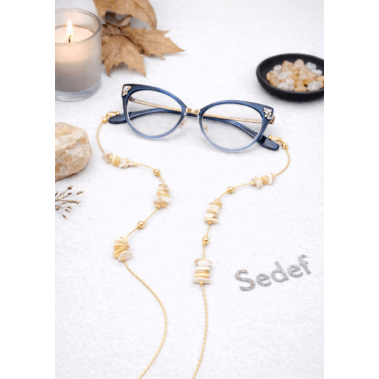 DOĞAL TAŞ GÖZLÜK ZİNCİRİ - SEDEF 