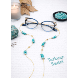 DOĞAL TAŞ GÖZLÜK ZİNCİRİ - SEDEF - TURKUAZ