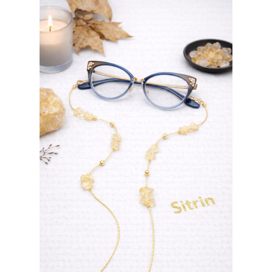 DOĞAL TAŞ GÖZLÜK ZİNCİRİ - SEDEF - SİTRİN